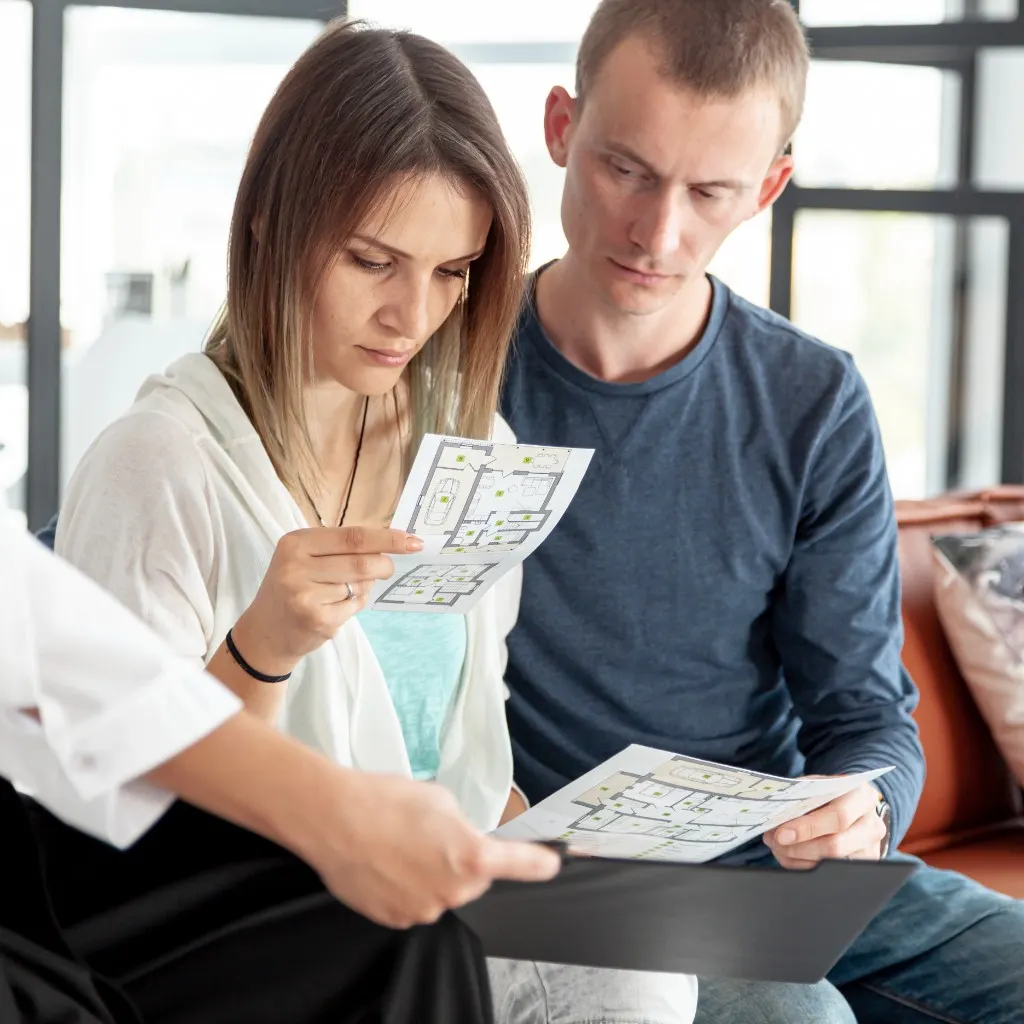 Couple reviewing evaluation details with a clinician